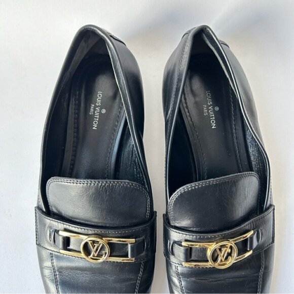 Louis Vuitton Upper Case Flat Black Smoth Leather Loafers Sz 38 - Picture 8 of 11
